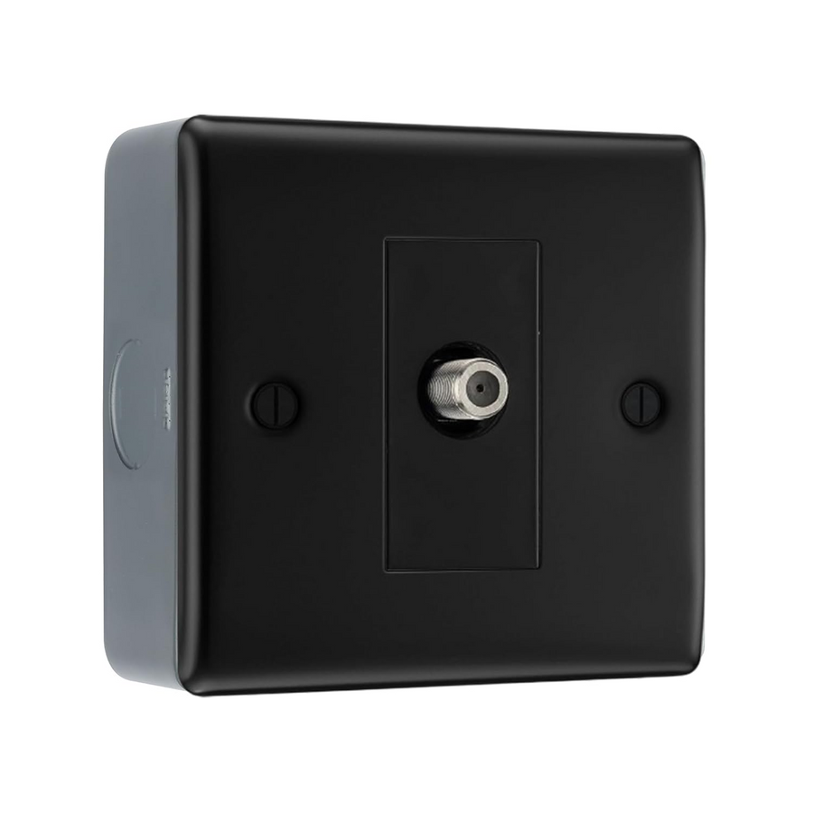 BG Nexus Metal Matt Black 1 Gang Satellite Socket NFB64