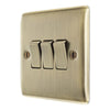 BG Nexus Antique Brass 20A 16AX 2-Way Triple Light Switch NAB43 with 35mm Steel Back Box