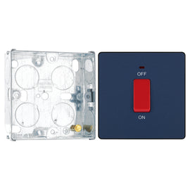 BG Evolve Matt Blue 45A DP Single Plate + Neon PCDDB74B with 25mm Steel Back Box