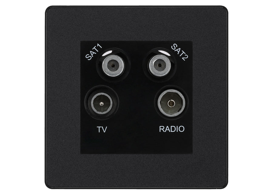 BG Evolve Matt Black TV/FM/2x SAT Quadplex Socket – Black Insert