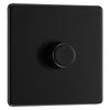 BG Screwless Matt Black 200W 2 Way Single Trailing Edge Dimmer Switch FFB81 with 35mm Steel Back Box