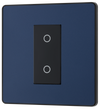 BG PCDDBTDS1B Matt Blue Evolve 1 Gang 200W Trailing Edge Secondary Touch Dimmer - Black Insert