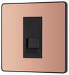 PCDCPBTS1B Front - This Evolve Polished Copper Secondary telephone socket from British General uses a screw terminal connection, and should be used for an additional telephone point which feeds from the master telephone socket. 