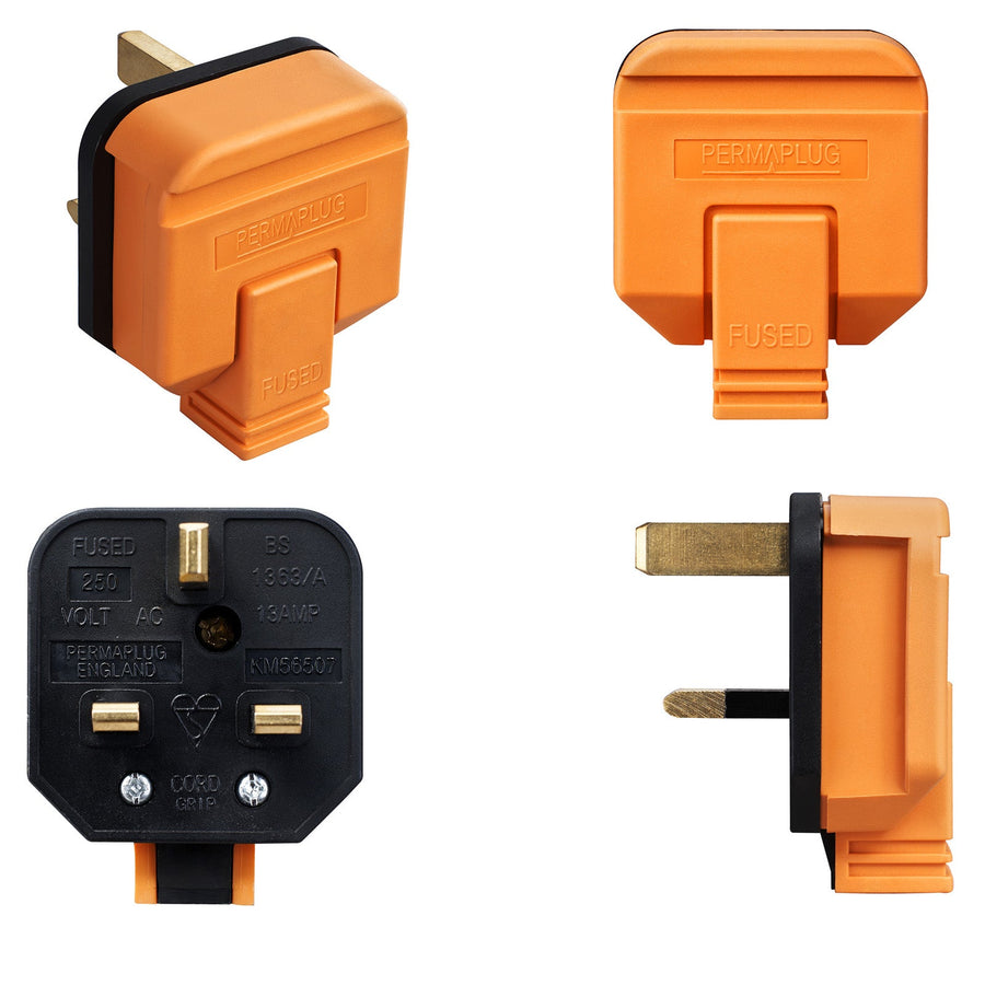 Masterplug UK Mains Plug, 13A Orange, Cable Mount Thermoplastic, 250 V