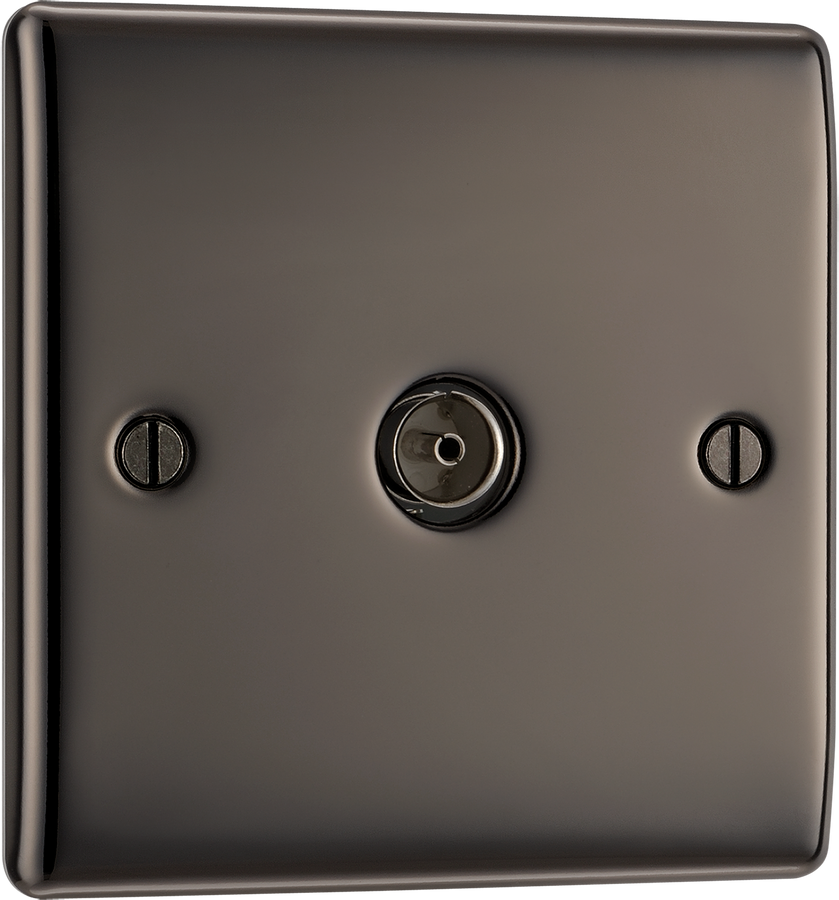 BG NBN60 Nexus Metal Black Nickel 1 Gang Co-Axial Socket