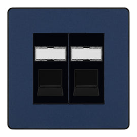 BG Evolve Matt Blue 2 Gang RJ45 Data Socket PCDDBRJ452B Black Inserts