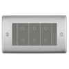 BG Nexus Brushed Steel Triple Master Touch Dimmer Switch Grey Inserts NBSTDM3G