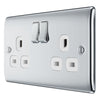 BG Nexus Metal Polished Chrome 13A Double Socket NPC22W with 25mm Steel Back Box