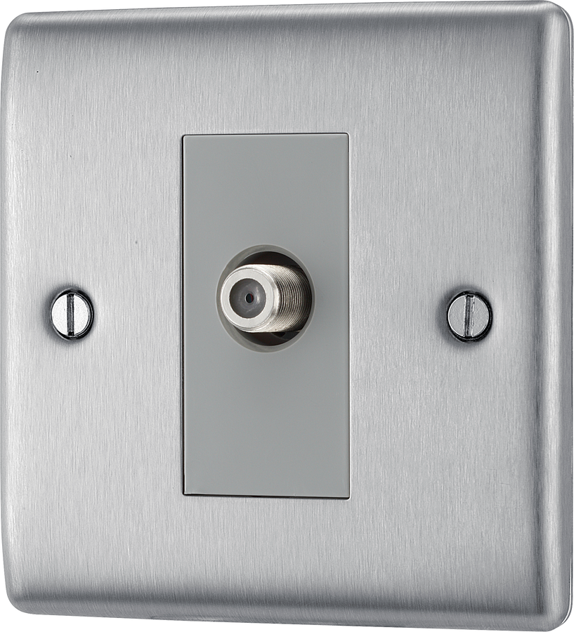BG NBS64 Nexus Satellite,1 gang Brushed Steel Satellite Socket Outlets