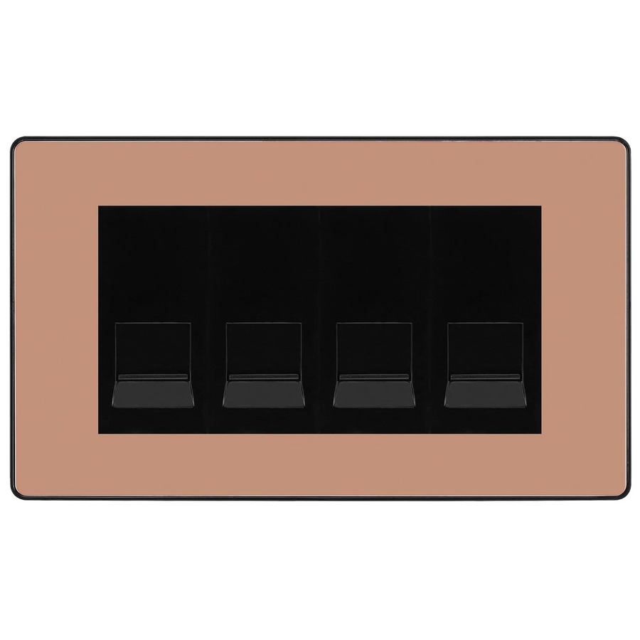 BG Evolve Polished Copper 4 Gang IDC Secondary Telephone Socket - Black Insert