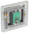 FBS62 Back - This single isolated coaxial socket from British General can be used for TV or FM aerial connections. An isolated aerial connection is ideal for use where a communal dish or aerial is used such as in a block of flats.