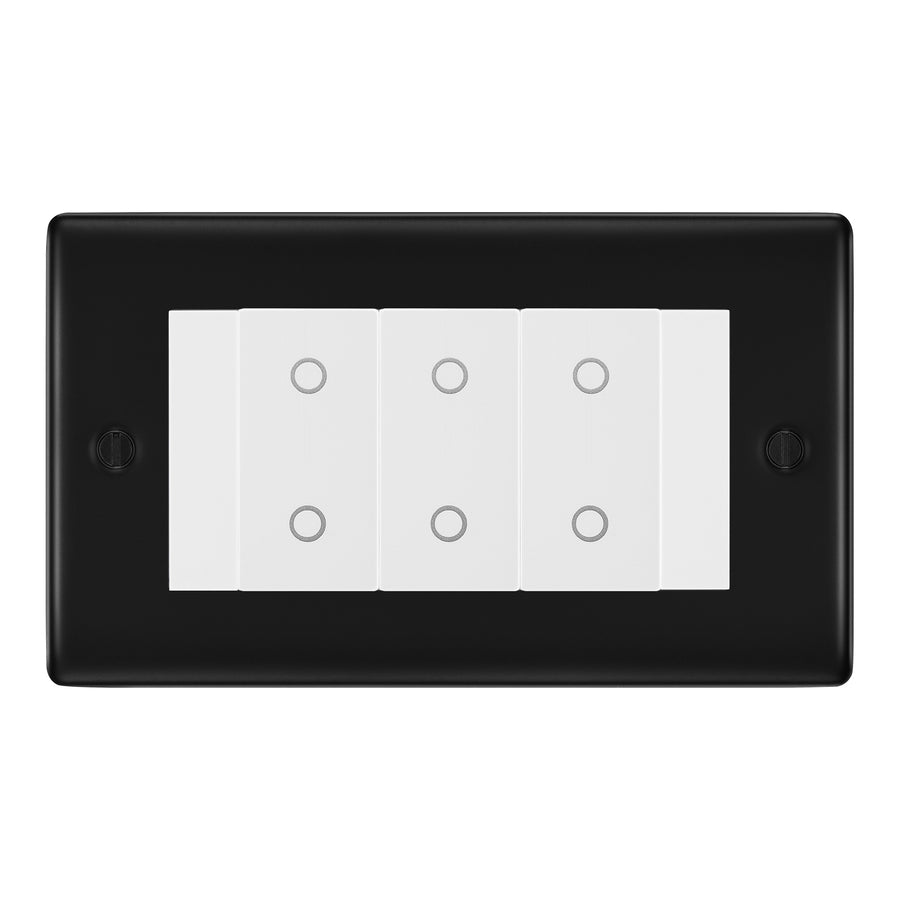 BG Nexus Matt Black Triple Secondary Touch Dimmer Switch - White Insert