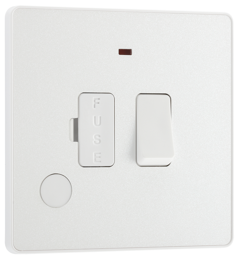BG PCDCL52W Pearlescent White Evolve 13A Flex Outlet Neon Switched Fused Spur Unit - White Insert