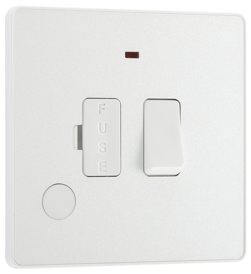 BG PCDCL52W Pearlescent White Evolve 13A Flex Outlet Neon Switched Fused Spur Unit - White Insert