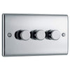 BG NPC83P Nexus 3 Gang, 2 Way, 400w Dimmer Switches-push Type Polished Chrome