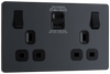 PCDMG22UAC30B Front - This Evolve Matt Grey 13A power socket from British General with integrated fast charge USB-A and USB-C ports delivers a 50% charge to mobile phones in just 30 minutes.