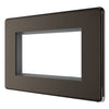 BG Screwless Black Nickel Double 4 Gang Brush Cable Wall Plate TV Black