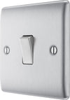 BG NBS12 Nexus Metal Brushed Steel 1 Gang 10A 10AX 2 Way Plate Switch