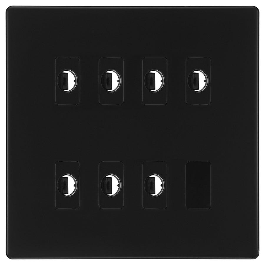 BG Nexus Screwless Matt Black 7 Gang Flex Outlet Socket