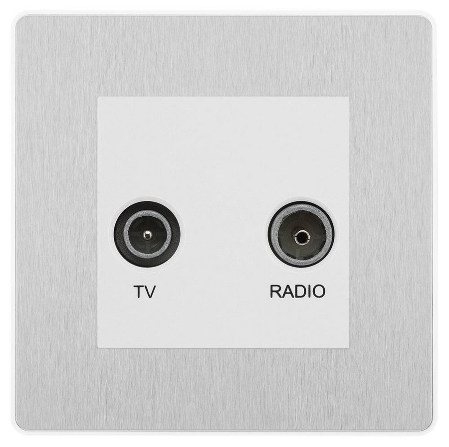 BG Evolve Brushed Steel TV & FM Socket PCDBSTVFMW