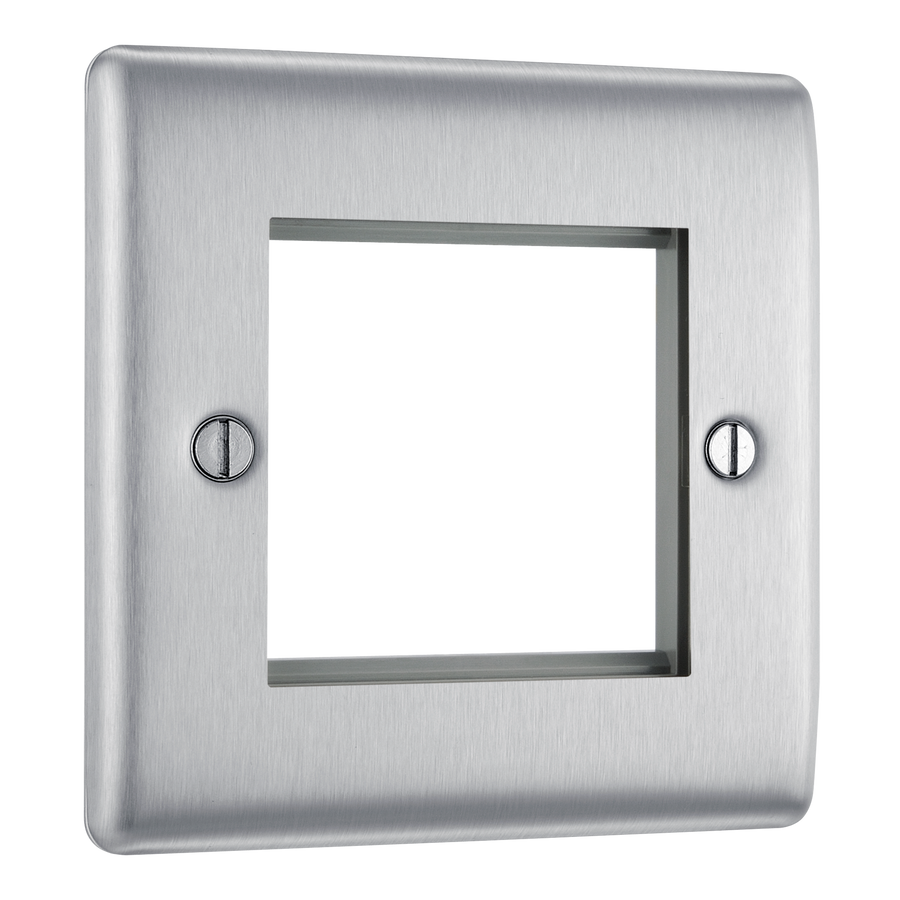 BG Electrical NBSEMS2 Euro Module Nexus Metal 2 Module Square Front Plate Brushed Steel