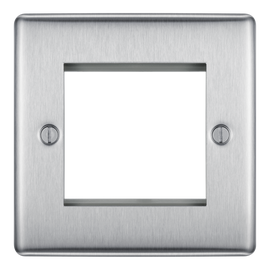 BG Electrical NBSEMS2 Euro Module Nexus Metal 2 Module Square Front Plate Brushed Steel