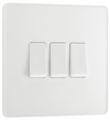 BG PCDCL43W Pearlescent White Evolve 3 Gang 20A 16AX 2 Way Light Switch - White Insert