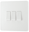 BG PCDCL43W Pearlescent White Evolve 3 Gang 20A 16AX 2 Way Light Switch - White Insert