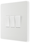 BG PCDCL43W Pearlescent White Evolve 3 Gang 20A 16AX 2 Way Light Switch - White Insert