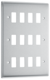 BG RNBS12 Nexus Grid Brushed Steel 12 Module Front Plate