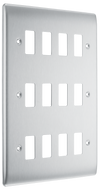 BG RNBS12 Nexus Grid Brushed Steel 12 Module Front Plate