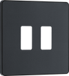 BG RPCDMG2B Evolve Grid Matt Grey 2 Module Square Front Plate - Black Trim