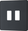 BG RPCDMG2B Evolve Grid Matt Grey 2 Module Square Front Plate - Black Trim