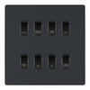 BG Evolve Matt Grey Custom Appliance Grid Switch 8 Gang Screwless