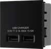 BG EMUSB3B Black 2x 3.1A USB-A 2 Module Euro Module USB Charger