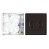 BG Screwless Black Nickel 200W 2 Way Double Trailing Edge Dimmer Switch FBN82 with 25mm Steel Back Box