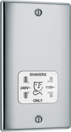 BG NPC20W Nexus Metal Polished Chrome 115-230V Dual Voltage Shaver Socket - White Insert