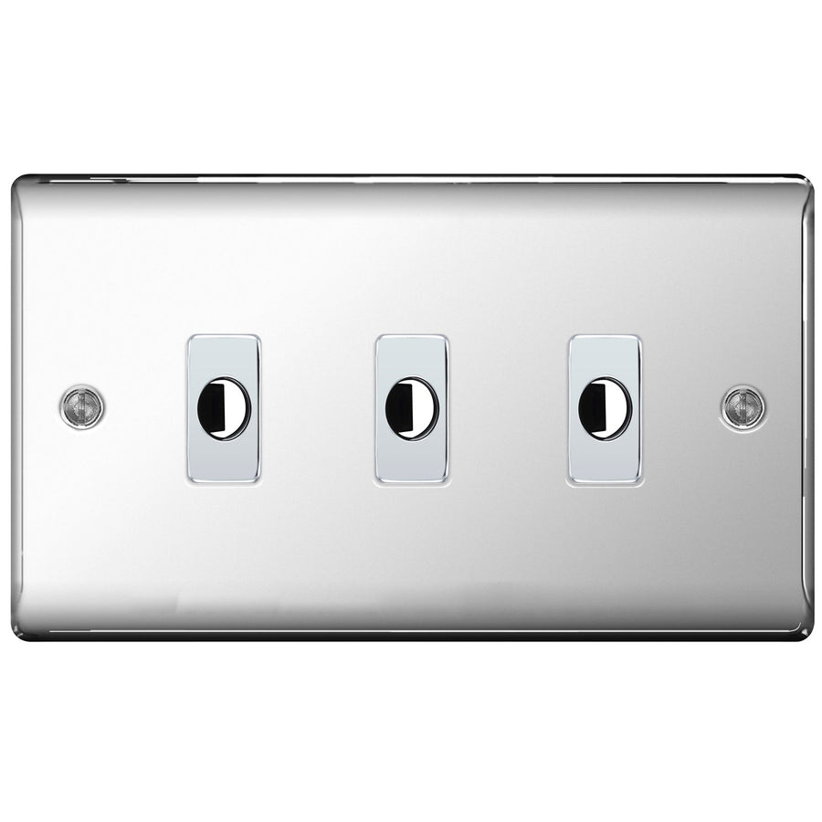 BG Nexus Metal Polished Chrome 3 Gang Flex Outlet Socket