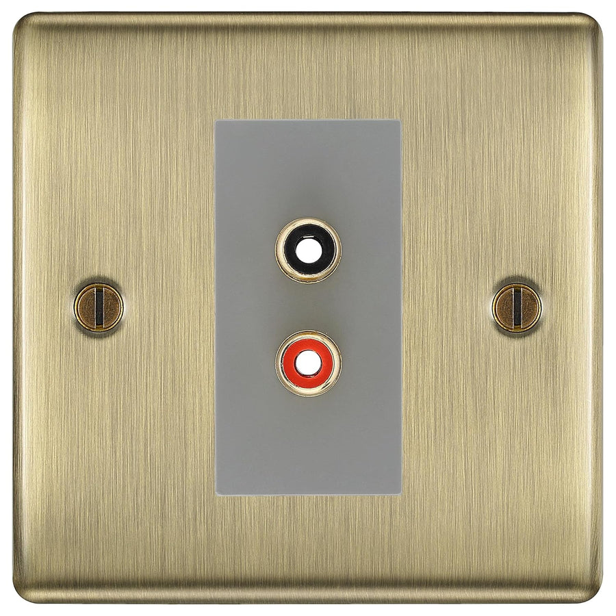 BG Nexus Antique Brass Euro Module RCA X 2 Outlet