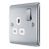 BG Nexus Metal Polished Chrome 13A Single Switched Socket NPC21W with 35mm Steel Back Box