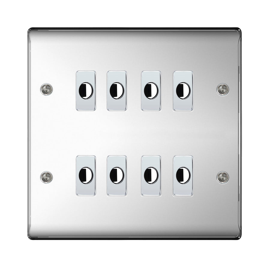 BG Nexus Metal Polished Chrome 8 Gang Flex Outlet Socket