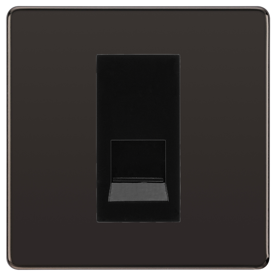 BG Screwless Black Nickel Single Master Telephone Socket – Black Insert