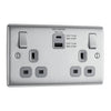 BG NBS22UACG Double 13 Amp Socket Outlet with A and C type USB Charger 3A Switched Socket
