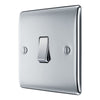 BG Nexus Polished Chrome 20A 16AX 2 Way Single Light Switch NPC12 with 35mm Steel Back Box
