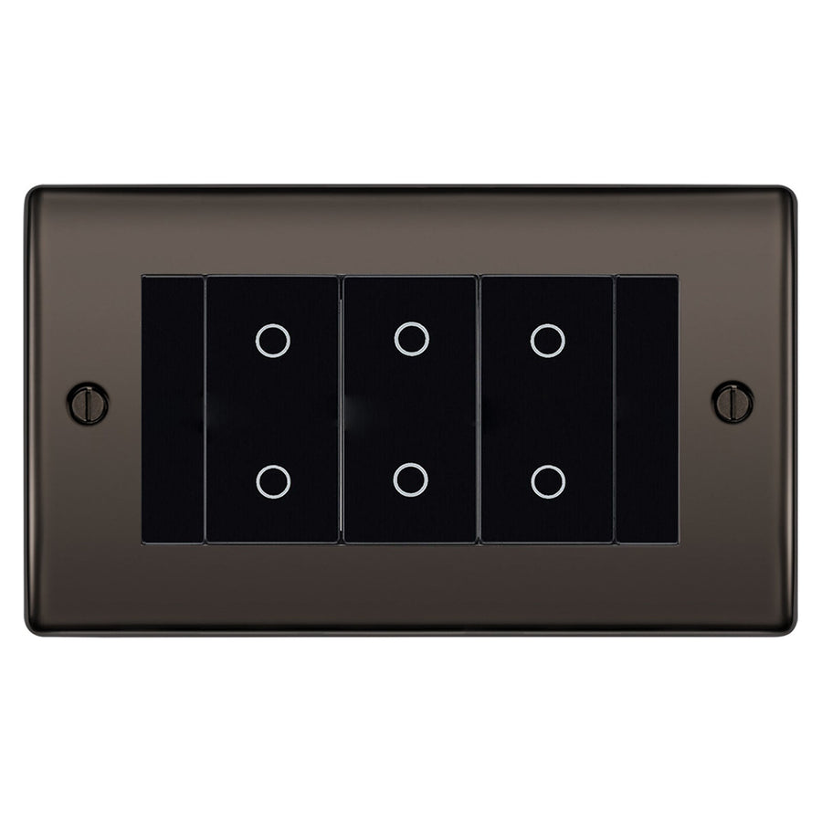 BG Nexus Black Nickel Triple Master Touch Dimmer Switch Black Inserts NBNTDM3B