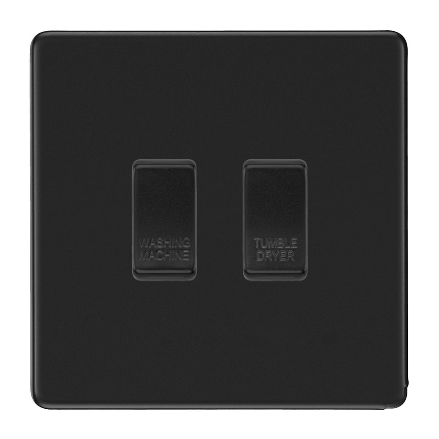 BG Screwless Matt Black 2 Gang Custom Appliance Grid Switch Panel Kitchen