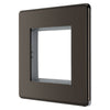 BG Screwless Black Nickel Single 2 Gang Brush Cable Wall Plate TV Black