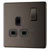 BG Screwless Black Nickel 13A Single Socket FBN21B with 25mm Steel Back Box