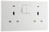 BG 826 Moulded Round Edge | White | 2 Gang 13A 1 Pole Neon Switched Socket