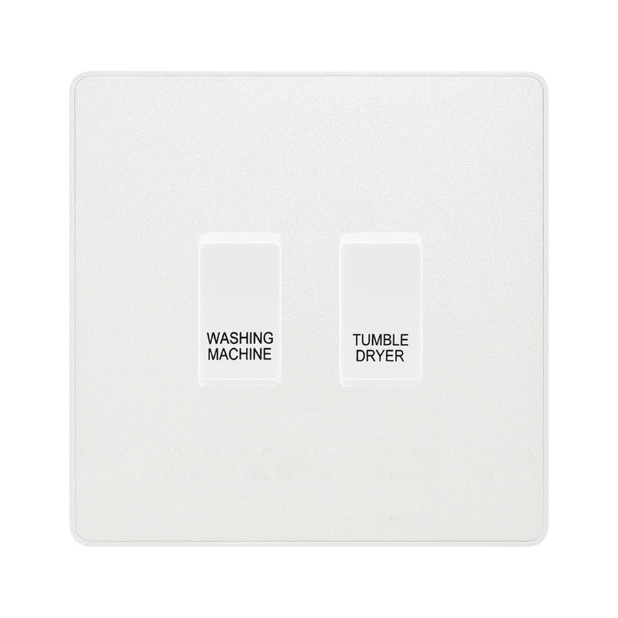 BG Evolve Pearlescent White Custom Appliance Grid Switch 2 Gang Screwless